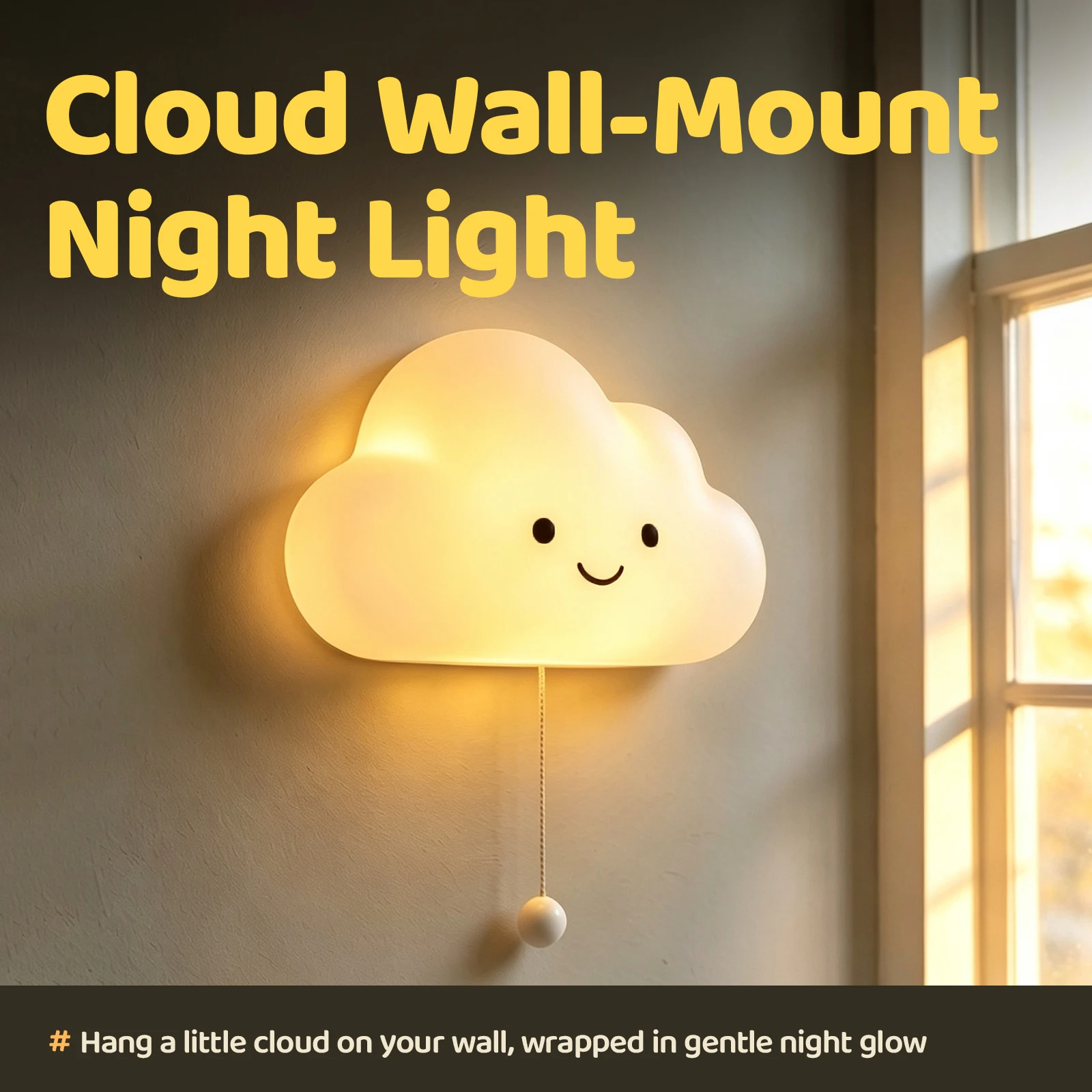 Cloud Night Light, Soft Silicone Hanging Lamp, USB Rechargeable, Dimmable Ambient Light, Wall Decor, Birthday Gift for Girls