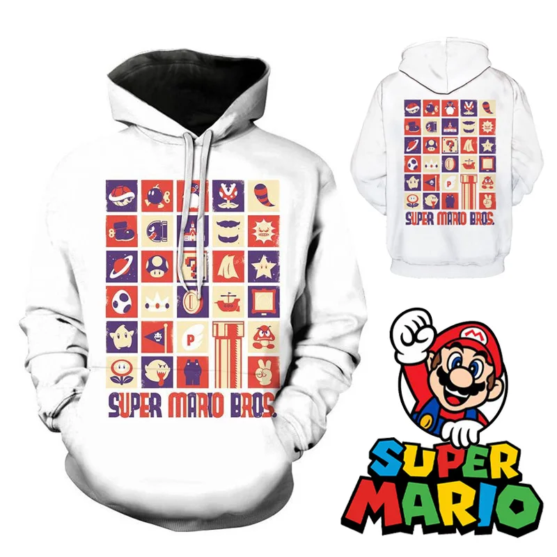 

Super Mario Men Hoodie Fashion Cartoon Anime Casual Sweatshirt Pullover Cute Harajuku Unisex Women Loose Pocket Top Couple Coat