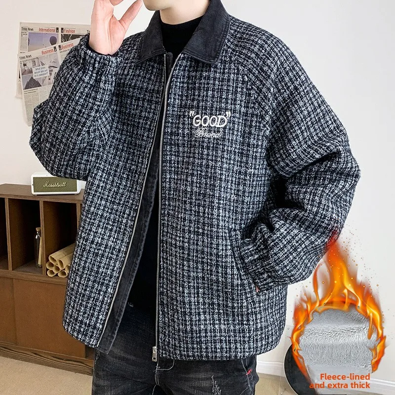 

Casual Winter Men's Jaet 2025 New Loose Woolen Top High-end Jaet for Teenagers And Adults Zipper Closure Warmth Polyester