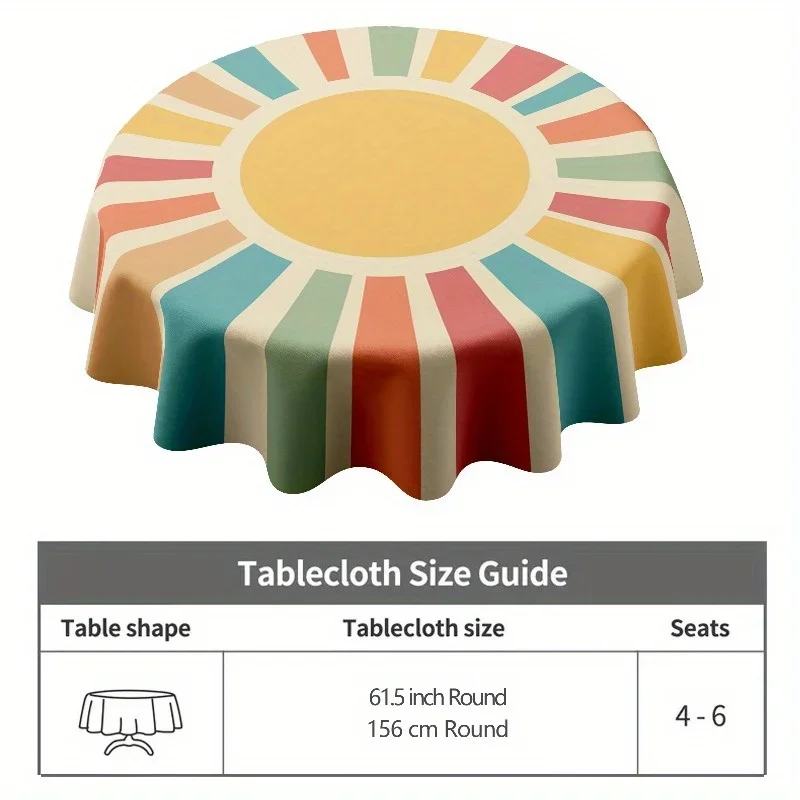 1 piece of spring Bohemian-Moroccan style round tablecloth, vintage striped round tablecloth, Bohemian stylexzj