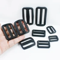 10/20/50/100Pcs Curve Tri-Glide Slider Black Plastic Buckles for 20-50mm Webbing Strap Adjust Carabiner Clips Belt Buckle Kits 5