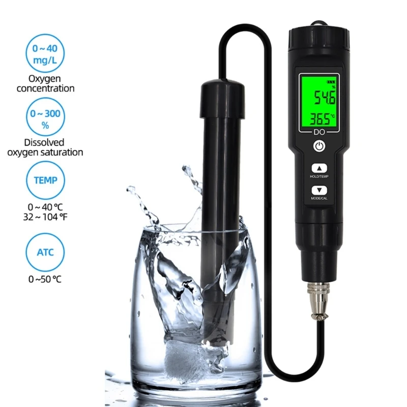 Dissolved Oxygen Meter Water Quality Analyzer with Electrode 0.0-40mg/L for Seawater Aquaculture Digital DO Meter DropShipping