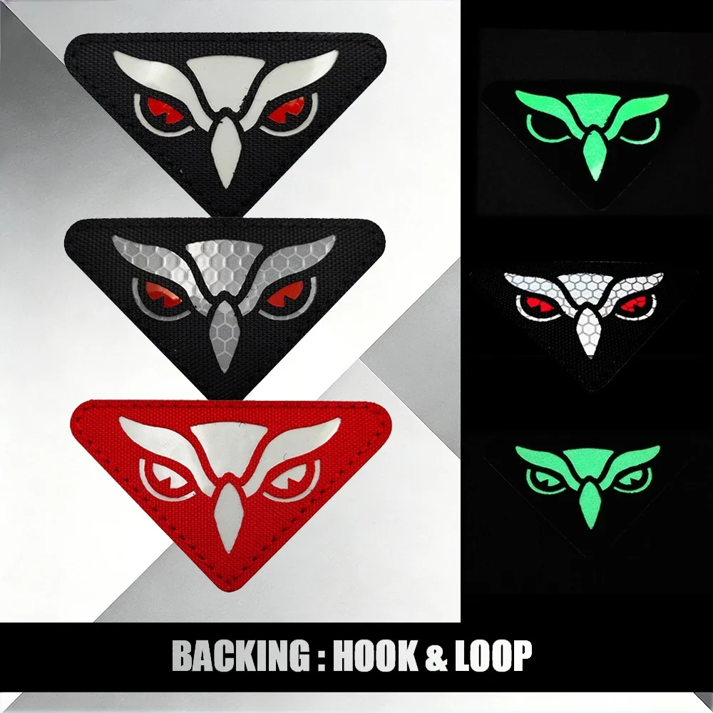 Luminous Owl Eyes Reflective Patches Laser-Cut Night Recognition DIY Sew-On Patches for Jacket Shoulder