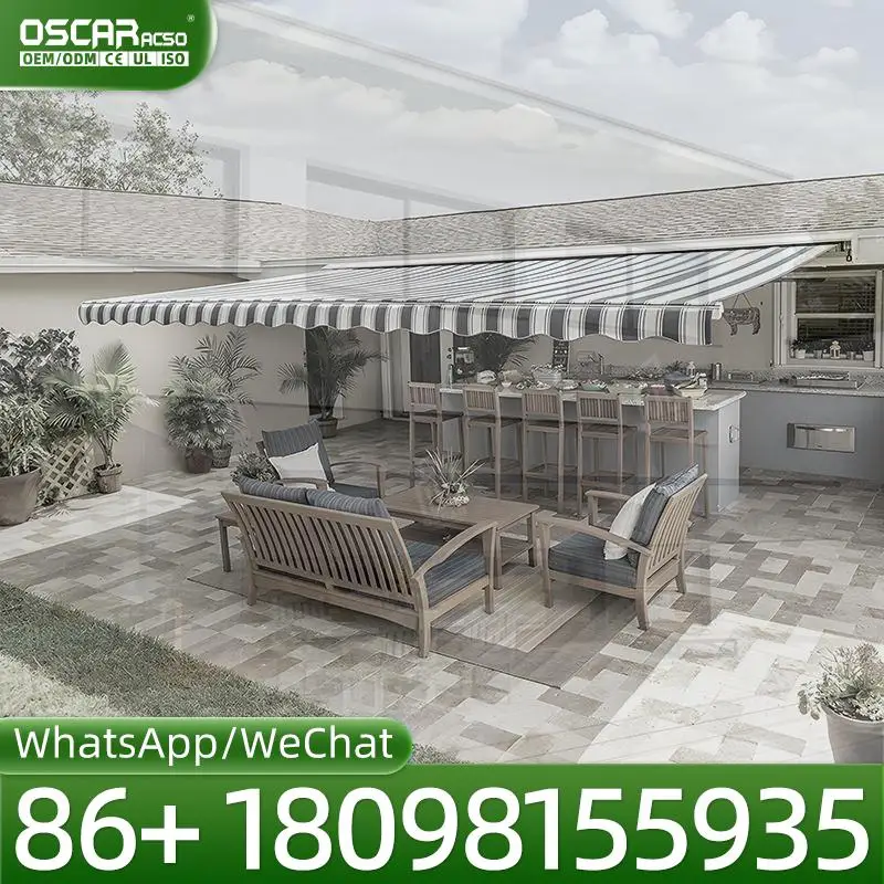 High Quality Electric Retractable Waterproof Awning Aluminum Fabric Folding Balcony Rain Canopy for Shop in Europe Retractable A