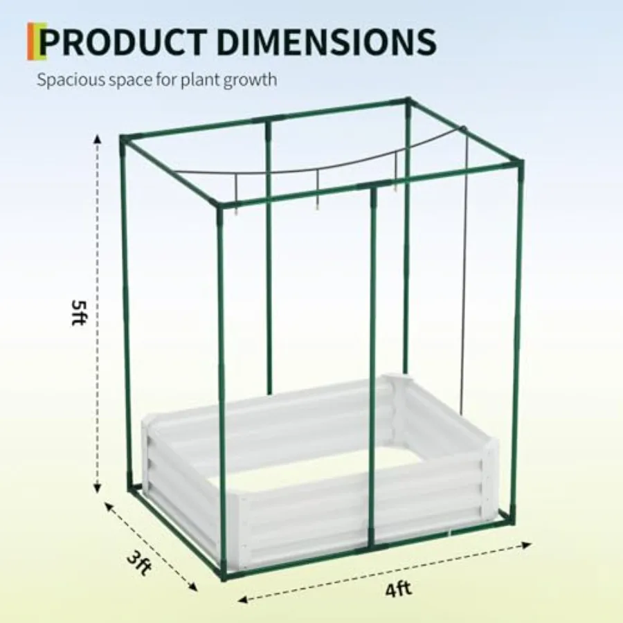 Outdoor raised planter for vegetables, flowers herbs; galvanized steel; gray; 3-in-1 with insect mesh, shade cloth drip irrigat