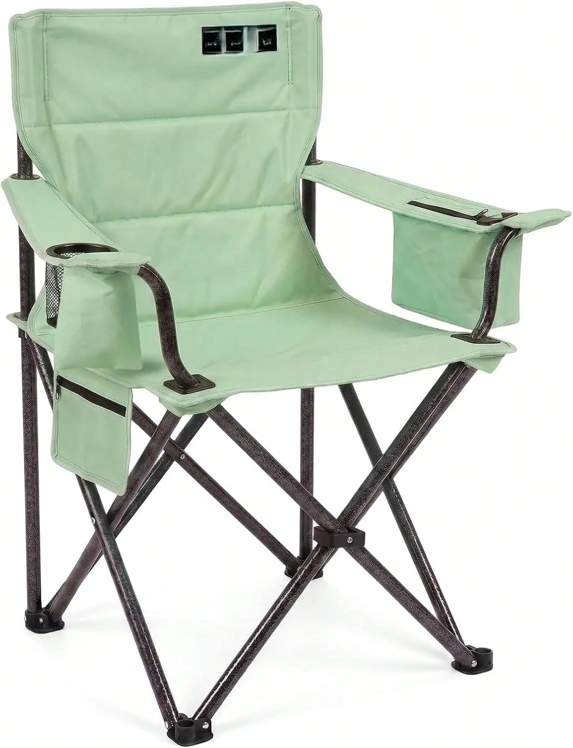 Camping Chair Folding Heavy Duty With Cup Holder Cooler Bag, Oversized Portable Lawn Chair For Adults, Tall And Lightweight, 300 Lbs Capacity, For Beach, Fishing, Sports, Travel (Bean Green, 1 Pack)
