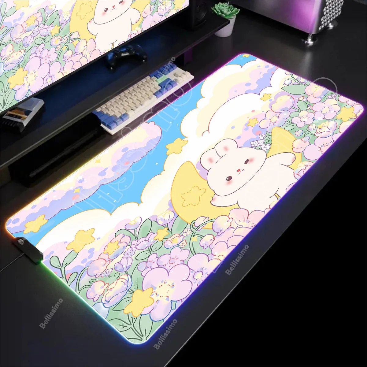 كبير RGB أرنب الأرنب الوسادة لوحة ماوس للألعاب LED ماوس حصيرة ألعاب Mousemats الجدول منصات الكمبيوتر حصيرة مكتبية RGB لوحة المفاتيح حصيرة XXL 90x40 سنتيمتر