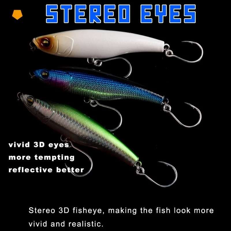 ALASICKA ABS البلاستيك قلم رصاص كبير غرق للتصيد البحري نوع الغرق الاصطناعي بطيئة غرق الطعم الثابت مشرق القصدير هوك واحد #3