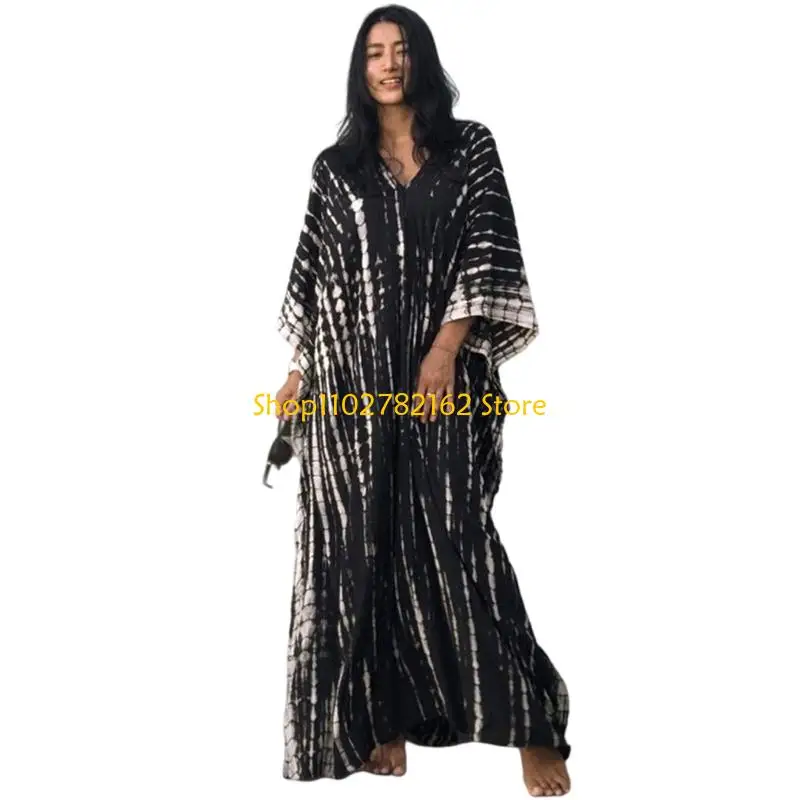 547B Stylish for Sun for Protection Beach Cover Up Fashion Print Beach Dress Women Cover Up Loose Long Robe Swimwear C