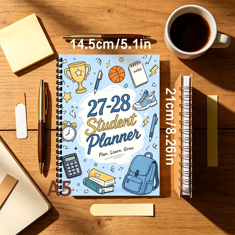 A5 2027-2028 Student Planner, Study with Exam Tracker,Tasks & Exam Organizing Diary, Back to School Gifts with Trophy Design