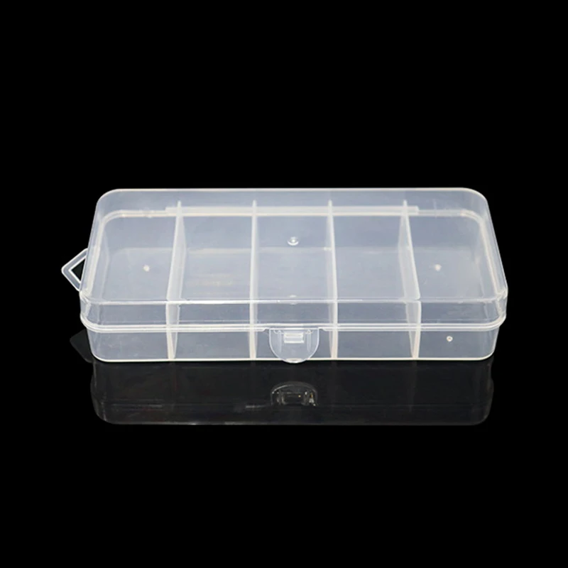 1PC Single-layer Five-cell Rectangular Plastic Box Transparent Storage Box Bead Jewelry Container Jewelry Storage