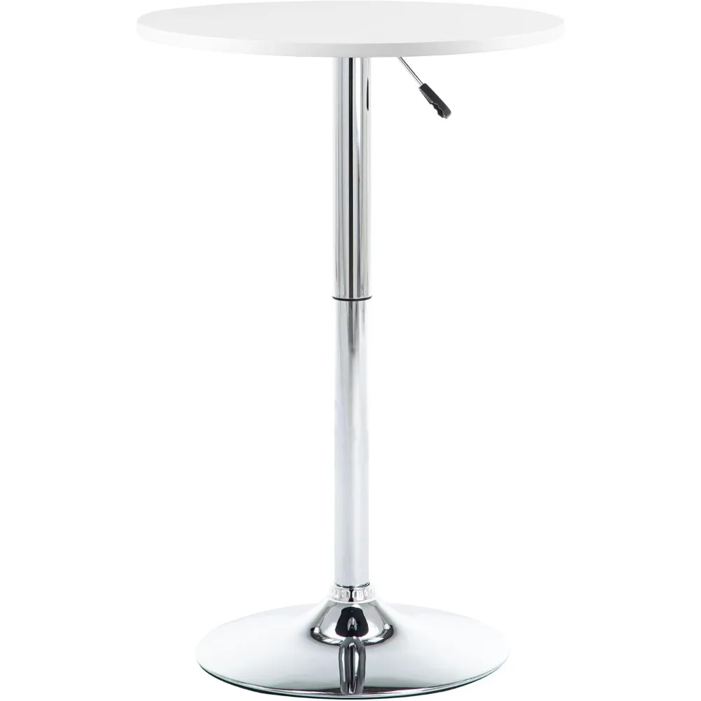 

Round Pub Table, Height Adjustable Bar Table 25-35 inches, 360 Swivel Table Top, White