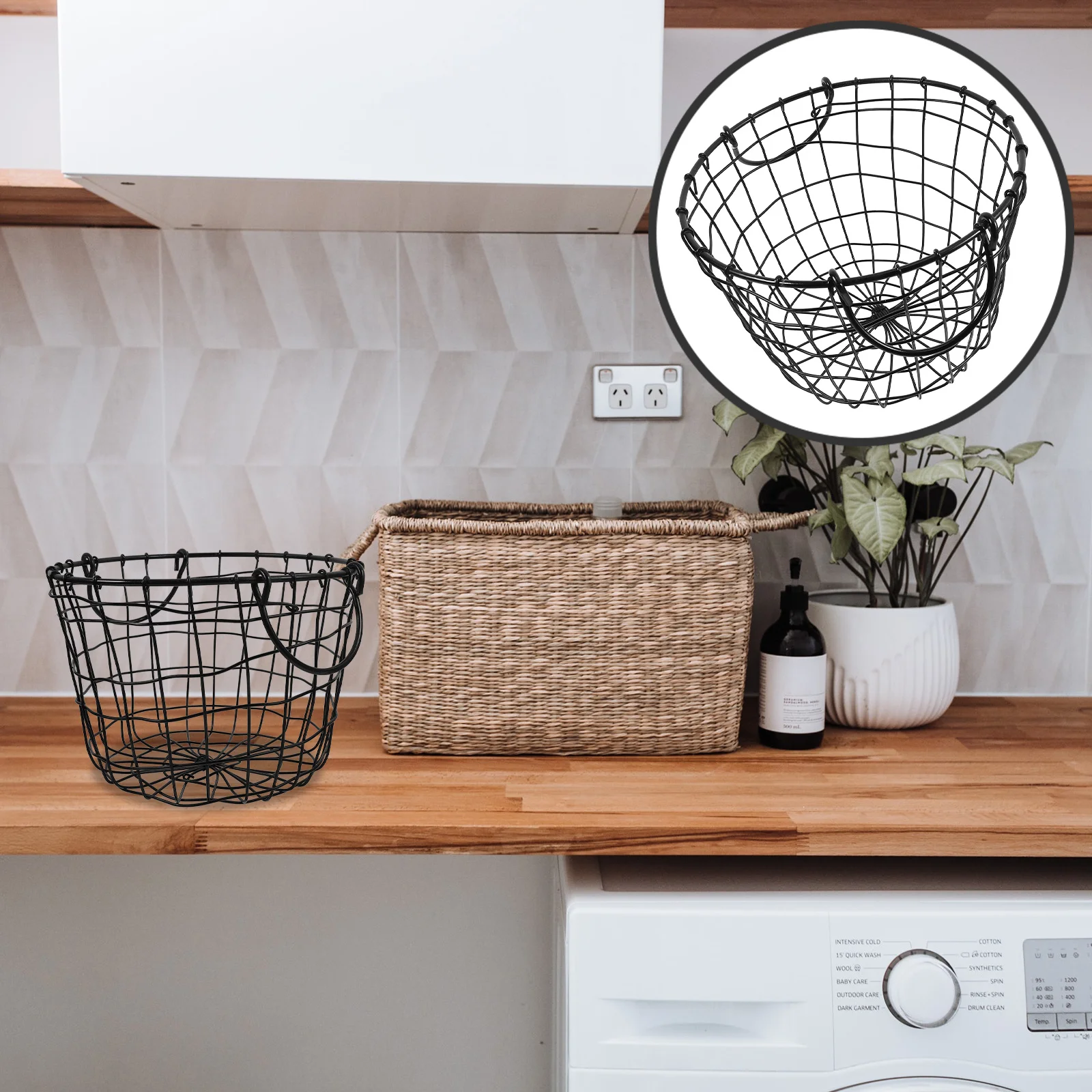 

Basket Metal Fruits Bread Baskets For Serving Holder Kitchen Countertop Wire Sundries Black