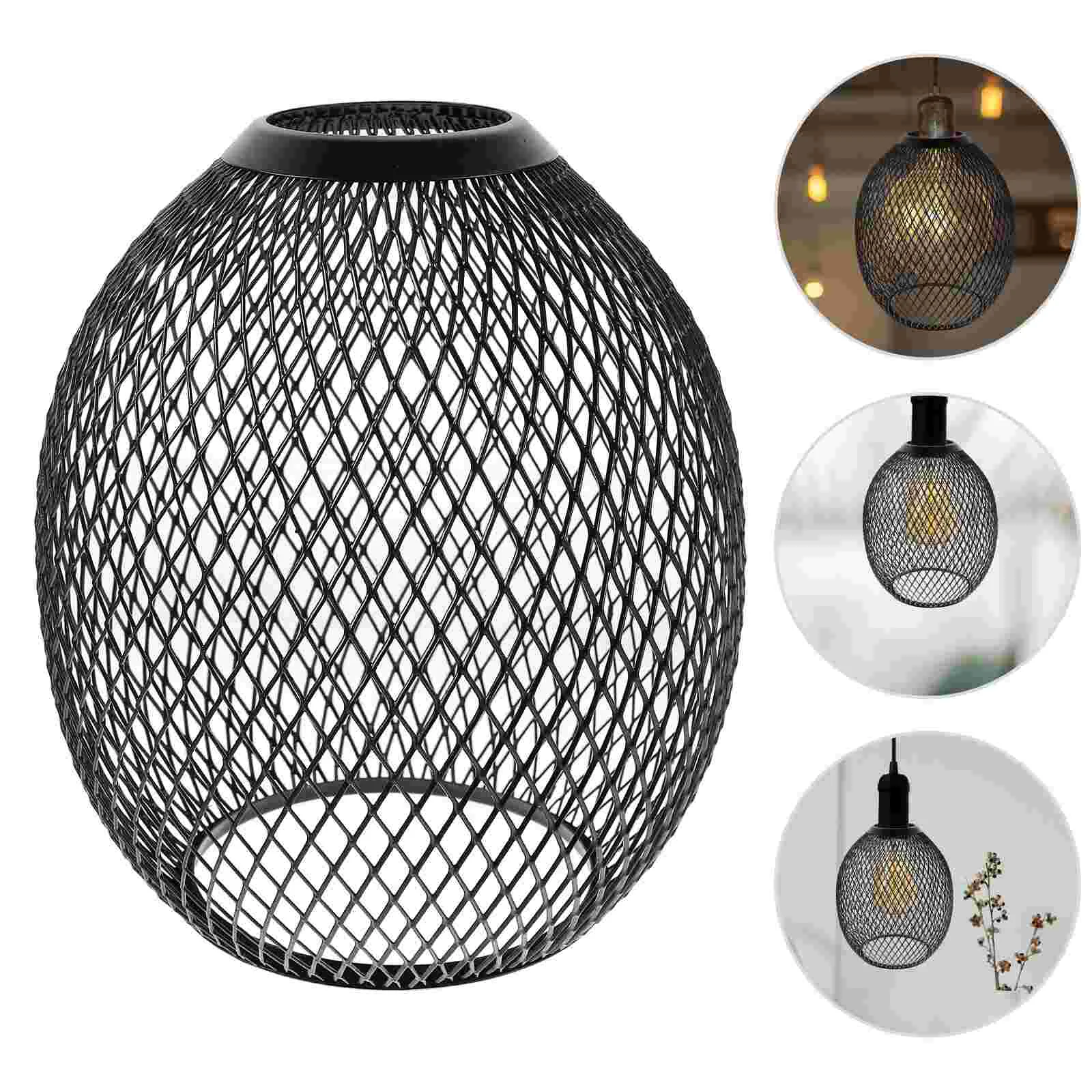 

Iron Mesh Drum-shaped Hollow Black Lamp Shades Lighting Restaurant Home Chandelier Shell (black 13cm Drum-shaped)