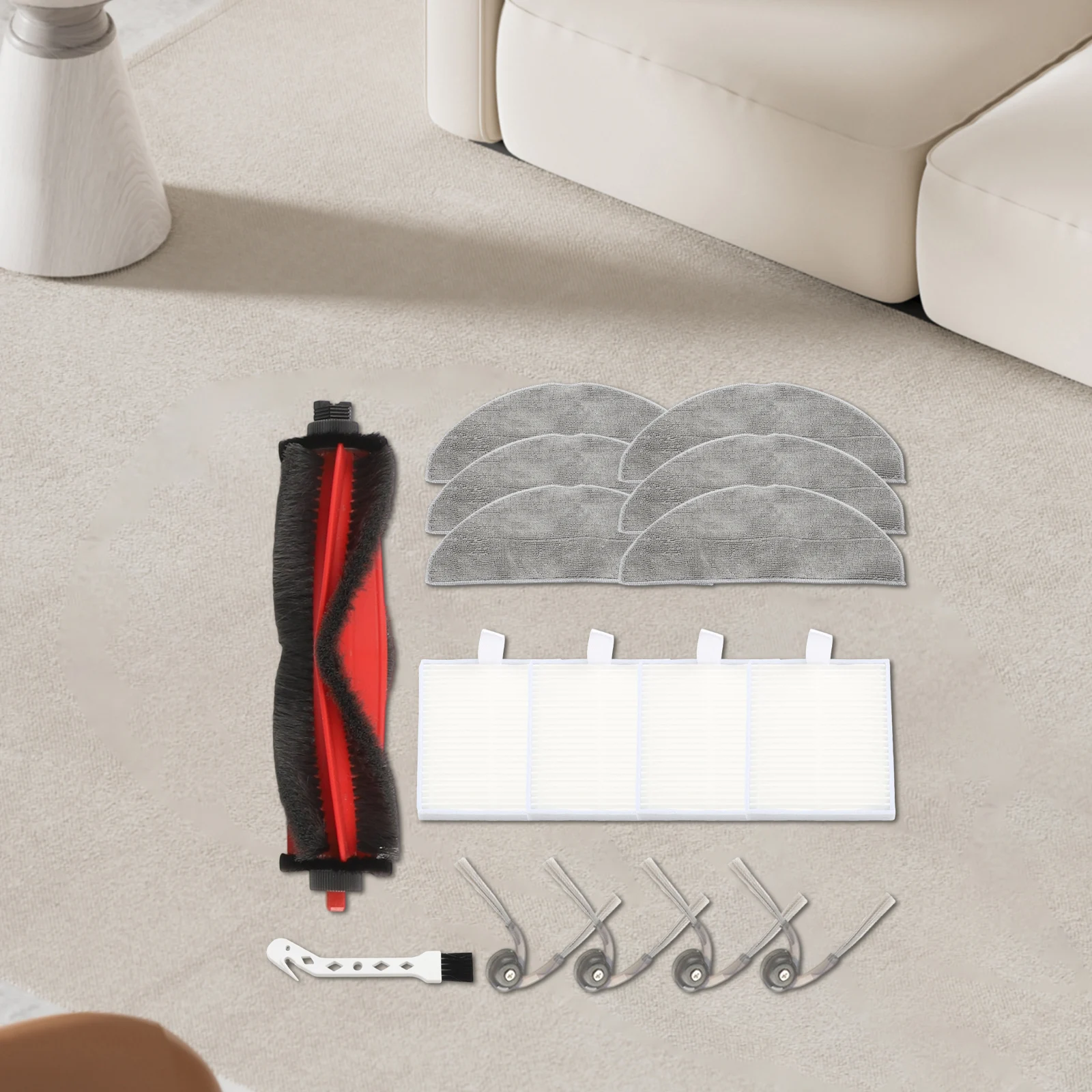 

For Roborock For Q7 M5 TF L5 For Q7B For Q7T+ Maintenance Kit Includes Main Brush Side Brushes Filter and Microfiber Mop Cloths