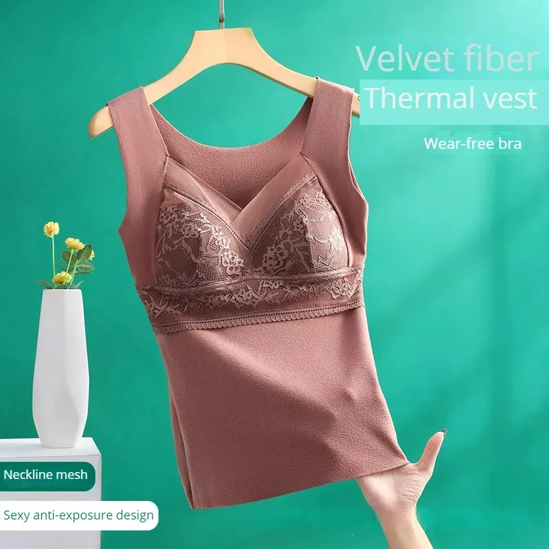 Winter Warm Slim Body Shaping Vest With Chest Pad Women Velvet Thick Thermal Bra Warm Underwear Women 2023