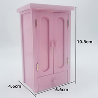 Dollhouse Bedroom Pink Mini Wooden Wardrobe Model Dollhouse Miniature Furniture Decor DIY Scene Accessories Toy