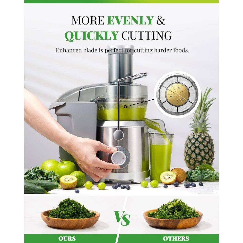 1300W Juicer Machines Plus with Larger 3.2” Feed Chute, Titanium Enhanced Cut Disc Centrifugal Juice Extractor