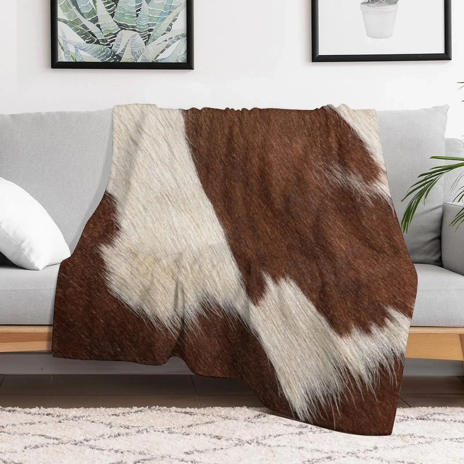 Rusty Brown Cow Skin (graphic illustration, digital, smooth print) Throw Blanket Cozy Throw Blanket Birthday Gift for Him Her
