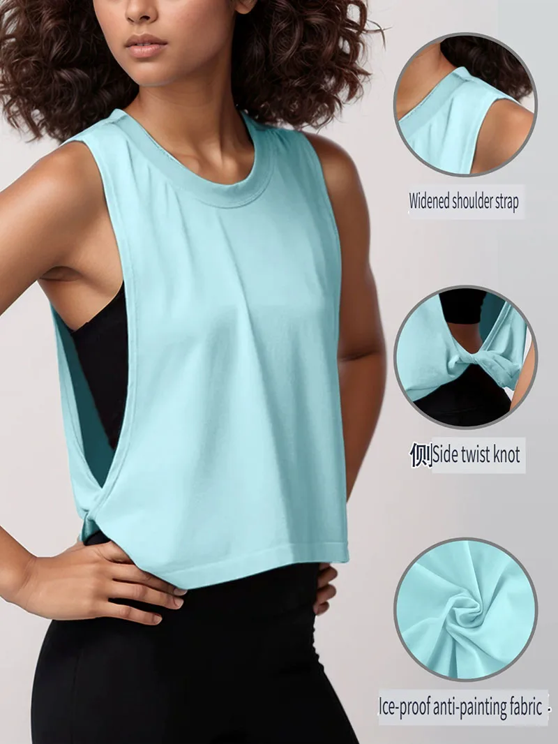 

Women Summer Yoga Tops Lightweight Racerback Workout Shirts Loose Sleeveless Fitness Athletic Pullover Beach Sports Tee