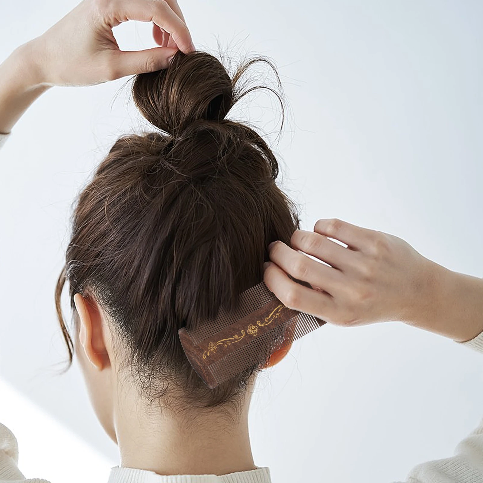 

Fine Tooth Wooden Hair Comb Golden Sandalwood Anti-Dandruff Compact Scalp Cleaning Small Comb for Women Combs for Women