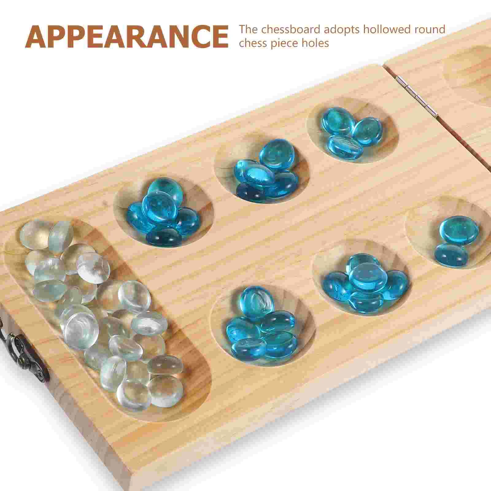 Mancala – jouet d'échecs en pierres précieuses, jeu de société pliable en bois, 1 ensemble, lisse, éducatif, amusant, Interaction Parent-enfant