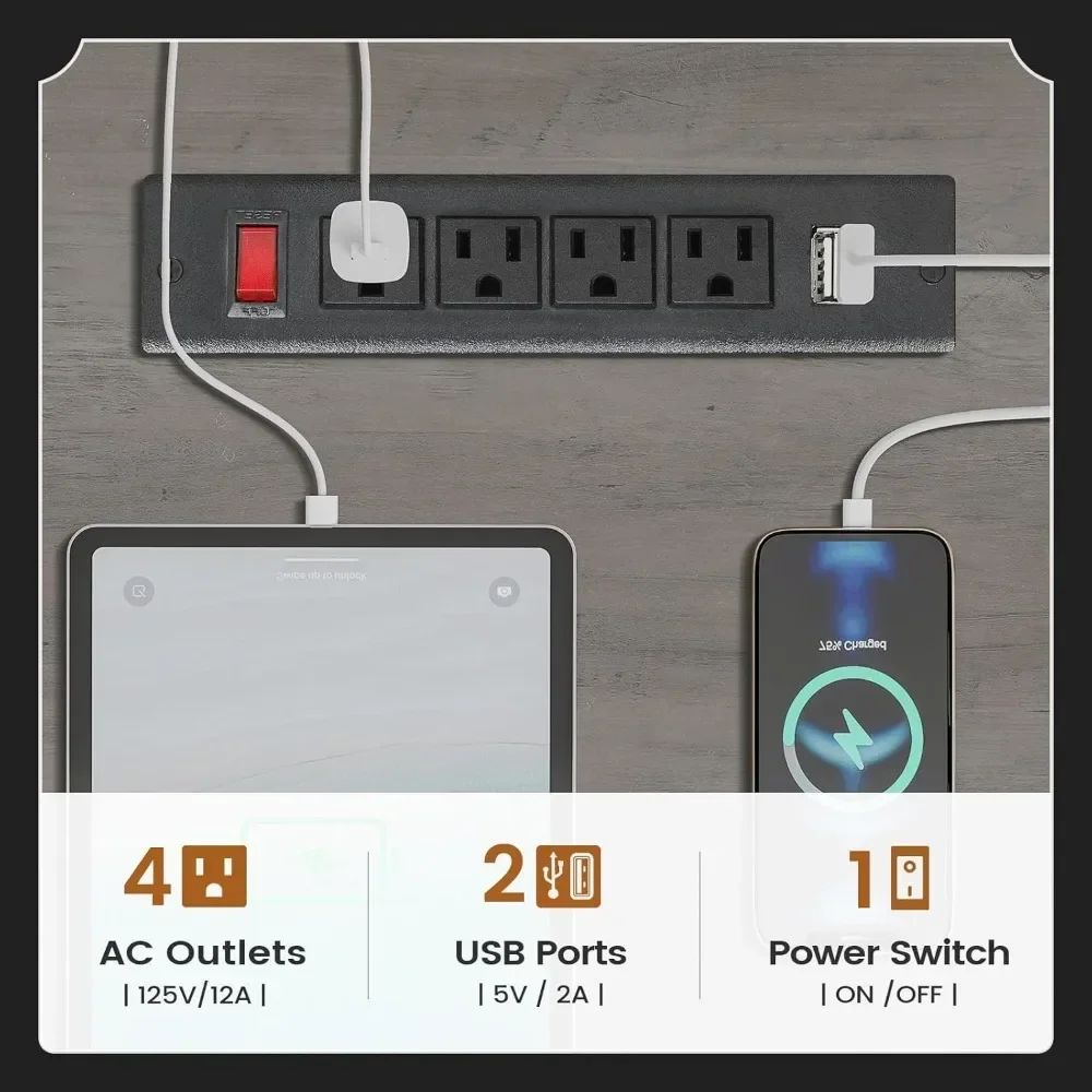 مكتب على شكل حرف L مقاس 69 بوصة مع أدراج وتخزين، ومكتب كمبيوتر المزرعة مع أدراج الملفات ومخرج طاقة #4