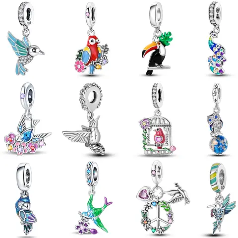 トレンディな 925 シルバー大請求ビル白鳩オウムの羽チャームビーズフィットパン 925 オリジナルブレスレット DIY 高級ファインジュエリー