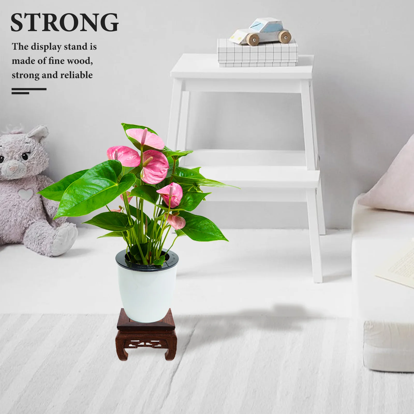 

Wooden Stand 5x8 5cm Square Potted Plant Riser Vase Display Fish Bowl Riser Household Indoor Holder Desktop