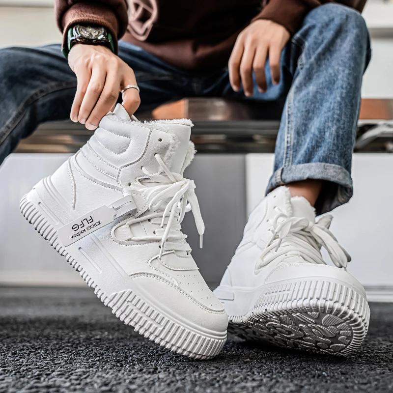 للجنسين الشتاء سكيت الدافئة حذاء من الجلد مع الفراء الرجال أحذية رياضية الراحة عدم الانزلاق ارتداء مقاومة وحيد الثلوج الأحذية الشتاء حذاء كاجوال #6