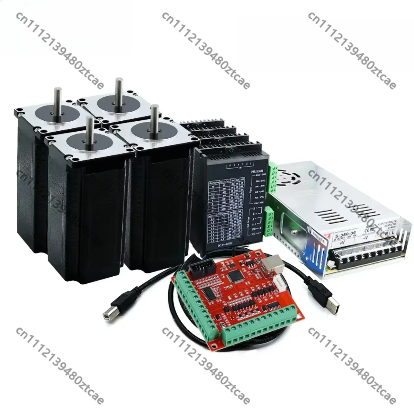 4 Axis Motion Kit Nema23 2Nm Stepper Motor TB6600 Driver 350W Power Supply 4 Axis CNC Control Card CNC Engraving Machine Parts