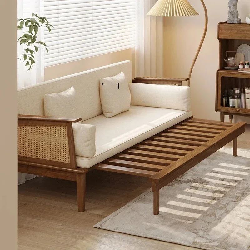 Sofa bed folding bed dual-purpose all-solid wood living room Japanese furniture small apartment Arhat bed