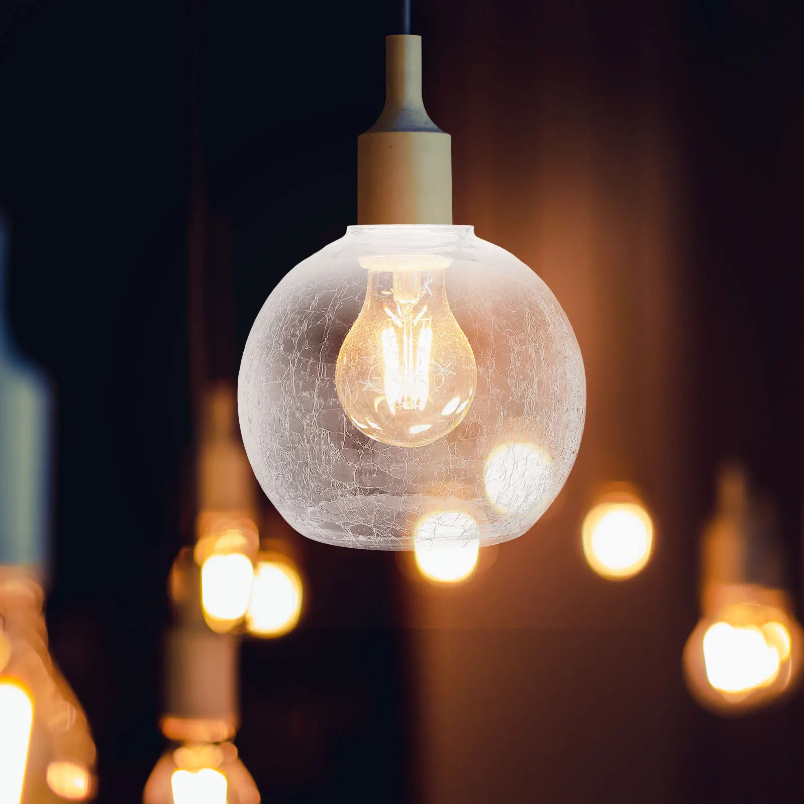 

Round Glass Lamp Cover Cracked Design Sturdy Structure Protect Eyes for Various Lamps Glass Shades for Light Fixtures