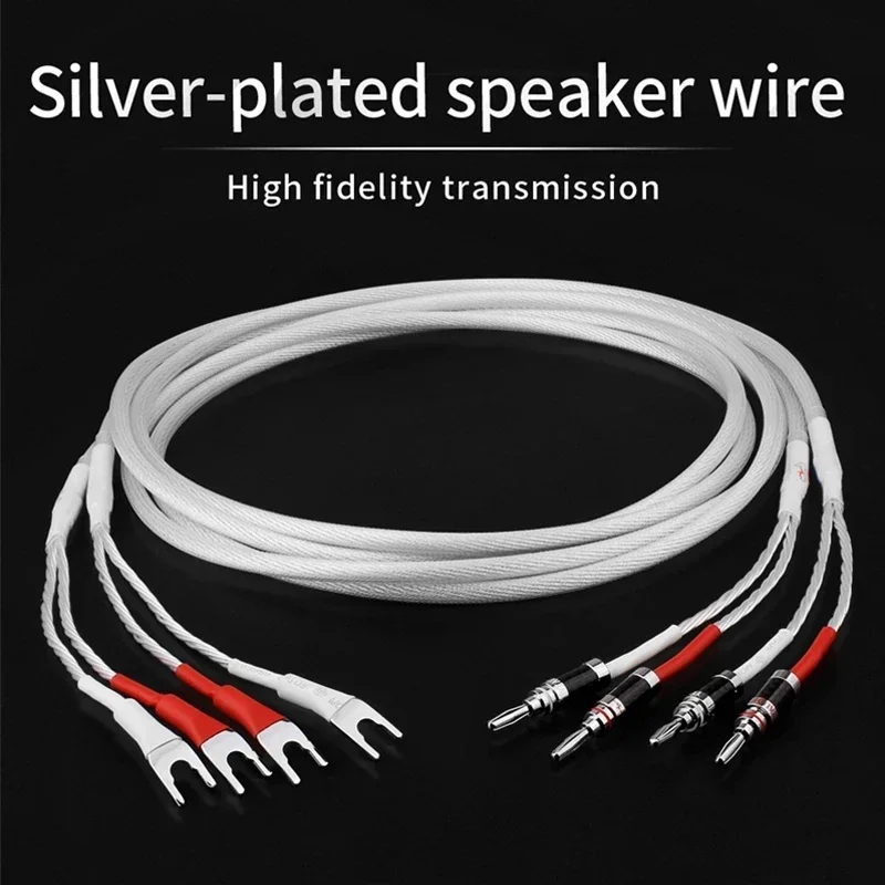 5N OCC Power Verstärker HIFI Lautsprecher Draht Versilbert Kabel Für Heimkino Sound Systeme Hallo-end Y Stecker bananen Stecker