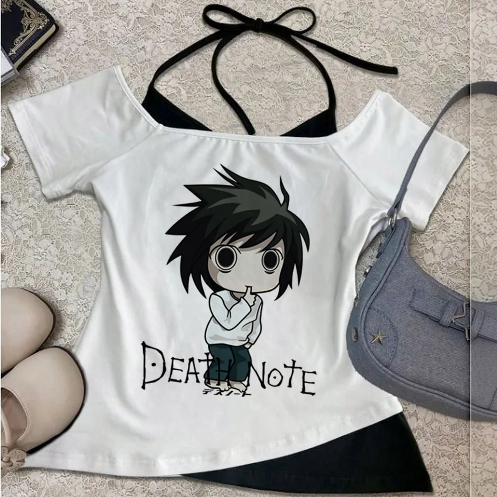 Death Note cropped top shoujo alternative  gothic meme scene  japanese t-shirt party vintage anime graphic jojifuku