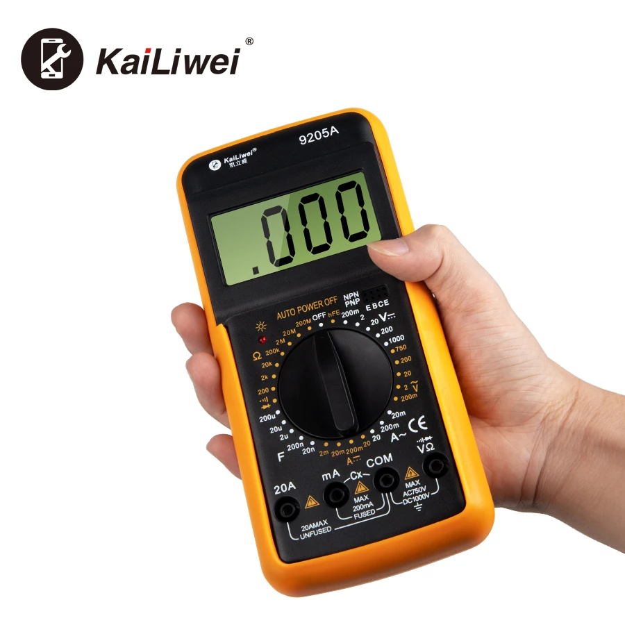 kailiwei 9205A Digital Multimeter AC/DC Transistor Tester Electrical NCV Test Meter Profesional Analog Auto Range Multimetro