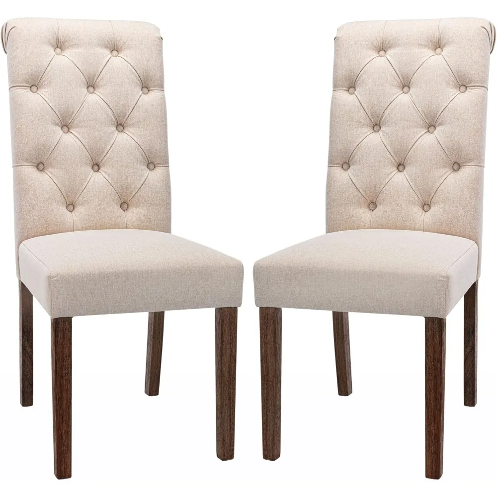 

Dining Room Chairs Set of 2, Accent Diner Chairs Upholstered Fabric Side Stylish Kitchen Chairs with Solid Wood Legs