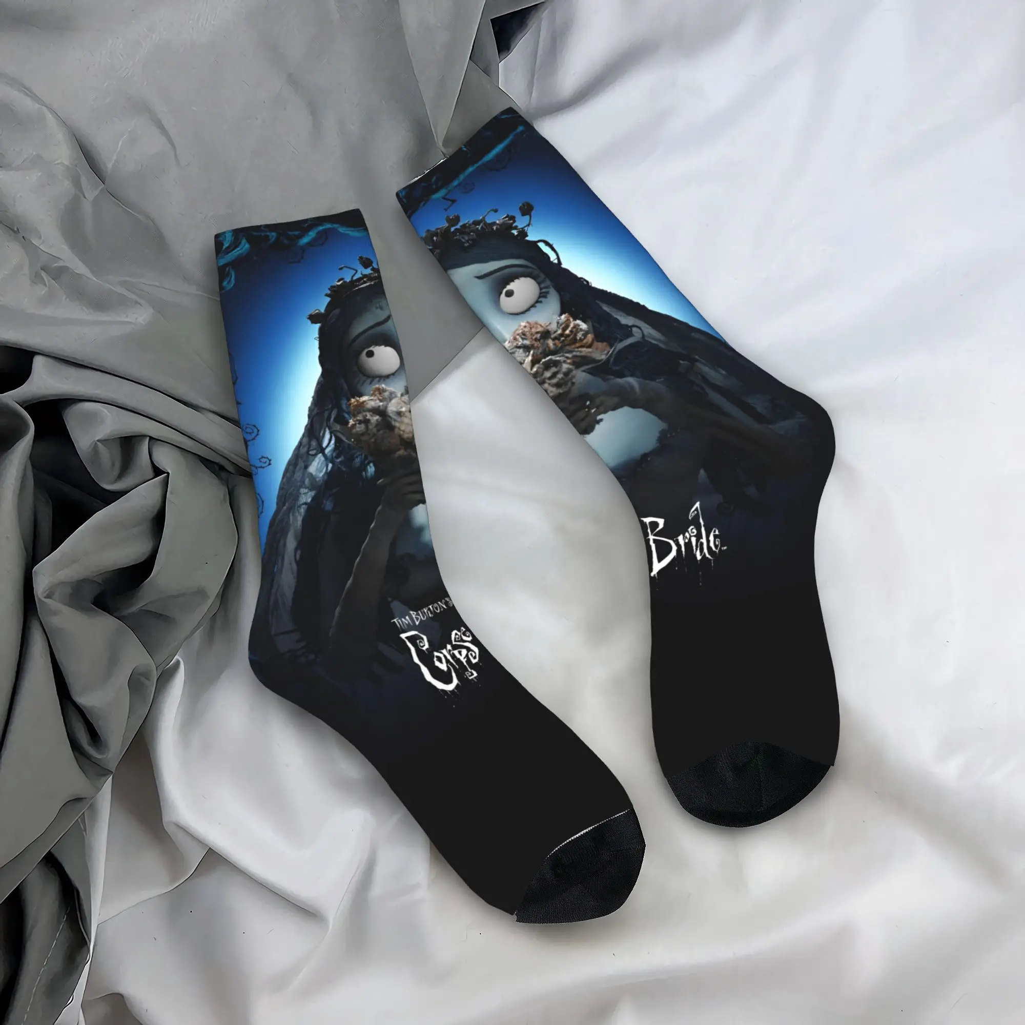 C-Corpse B-Bride Scary Movie Socks Men Women Polyester Funny Happy Halloween Horror Queen Novelty Middle Tube Socks Stockings