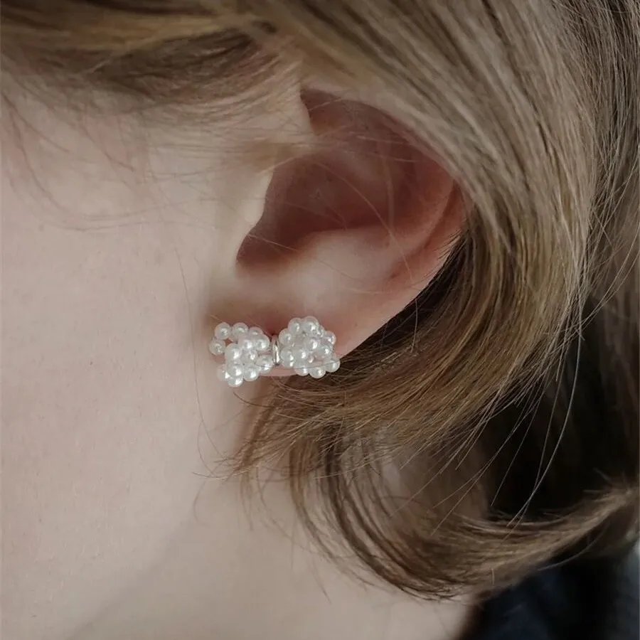 

Withered 925 Silver Bow Pearl Bead Earrings For Women Jewelry Earrings Women's Earrings Ear Cuffs