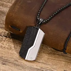 Men's New Stylish Geometric Neklaces with CZ Stone,Rock Punk Stainless Steel Dog Tag Pendant,Free Box Chain 50/55/60/70cm