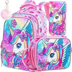 3PCS Unicorn Backpack for Girls, 16