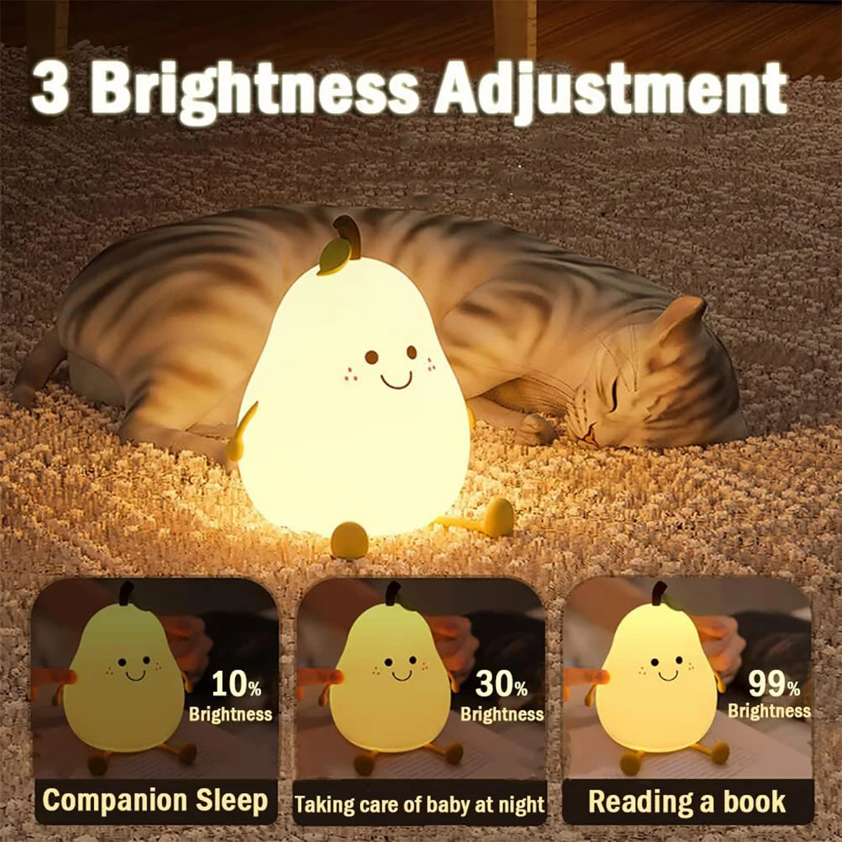 Dimmable Night Lights 7 Colors Nan Cute Light Silicone LED Usb Touch For Kids Bedside Table Lamp Bedroom Personalized Gifts Room