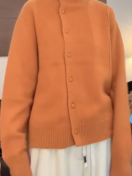 

Large Size Women's Knitted Sweater High Collar Cardigan Casual Loose Fit Long Sve Autumn Winter Faion Artistic Design