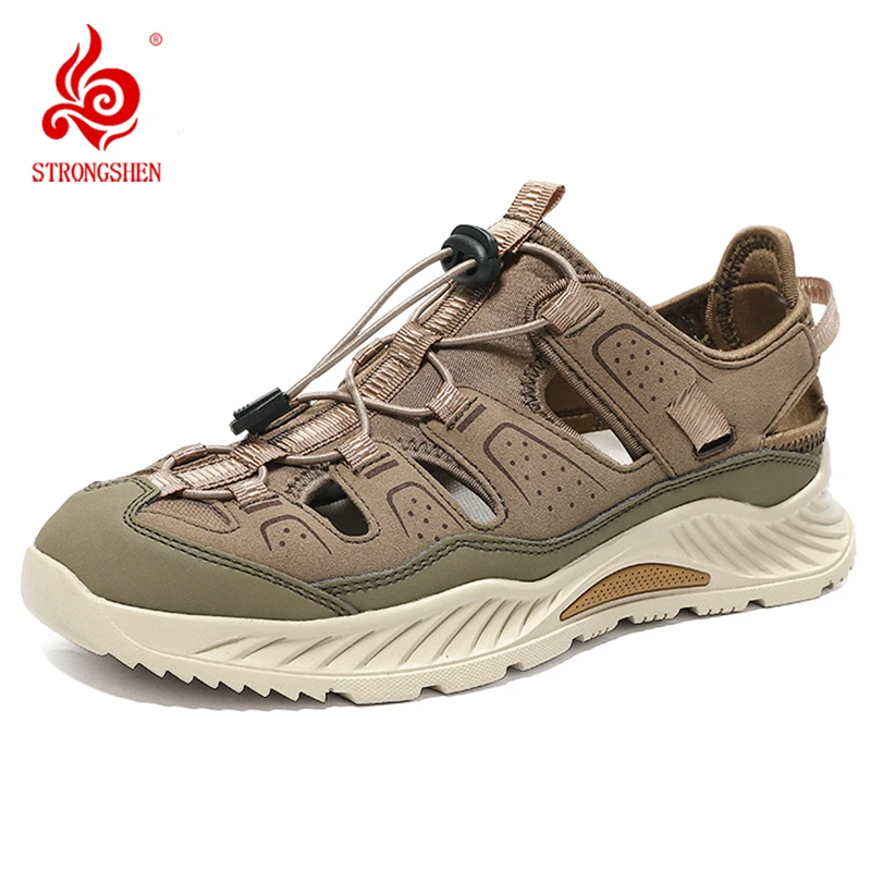 

Outdoor Men's Leather Sandals Non-slip Men's Casual Sneakers Comfortable Beach Sandals Summer Men's Breathable Wading Shoes
