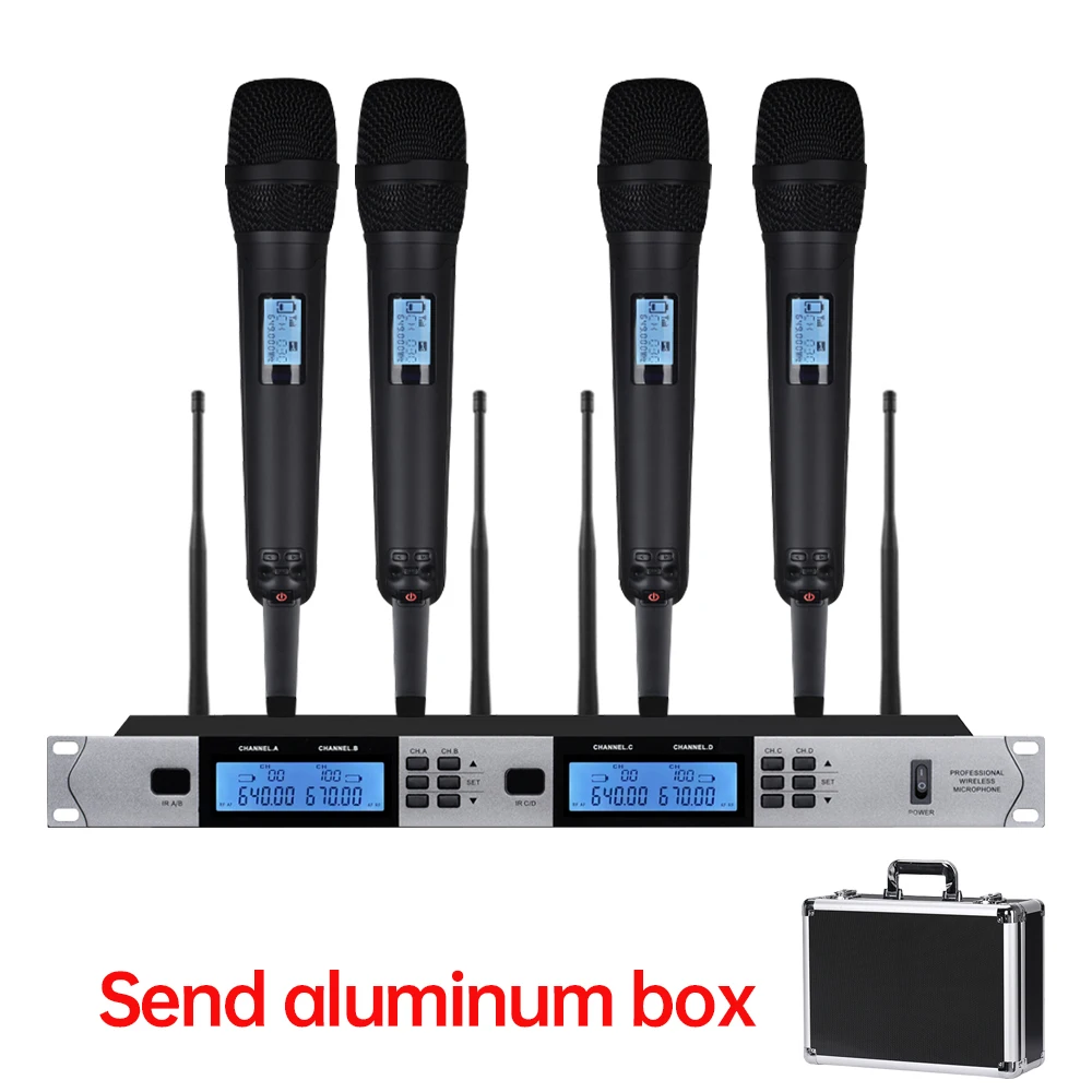 

Professional UHF wireless microphone metal handheld clip microphone for church karaoke wedding stage performance microphone