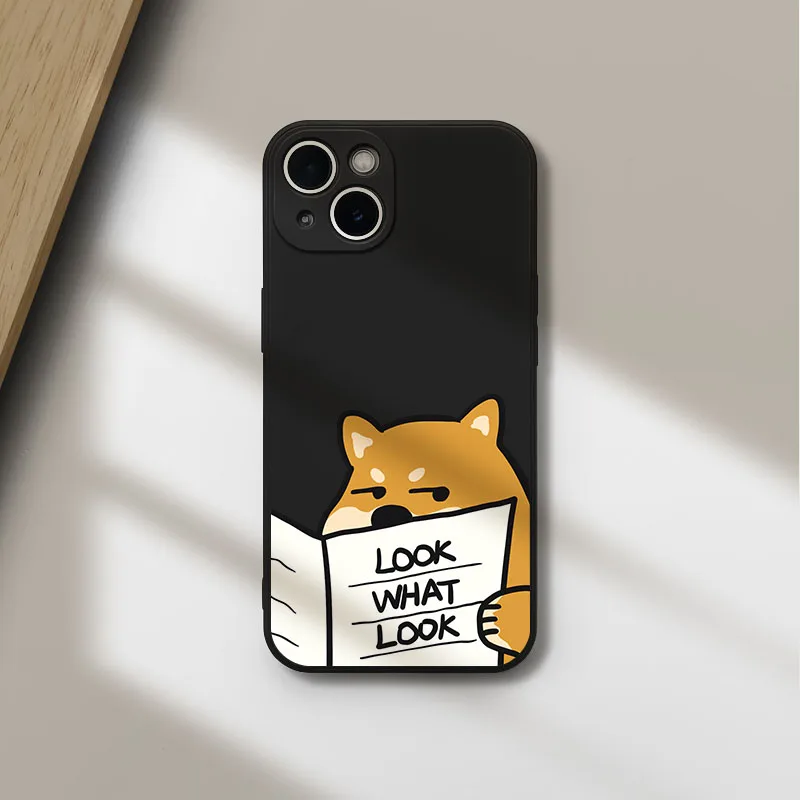 Funny Work Reading Shiba Inu Matte Phone Case For iPhone 17 Air 16 15 14 13 12 11 Pro Max Plus 13Mini Silicon Cover Shell Fundas