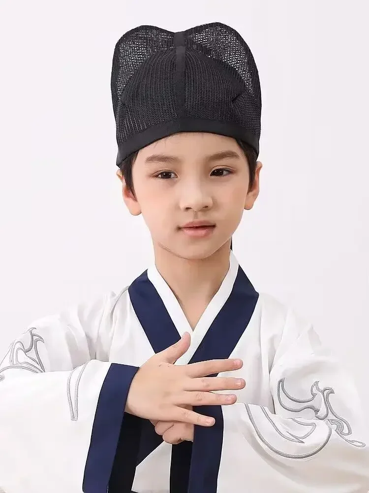 

Hanfu Hat Cap Adult Boys Chinese Traditional Ancient Scholar Teacher Black Hat Headdress Children's Vintage Cosplay Hat For Kids