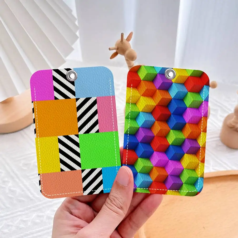 

Красочный блок, геометрическая банковская карта, садка, держатель для автобусной карты, брелок для ключей, бирки доступа к двери, чехол для удостоверения личности, доступ к брелоку