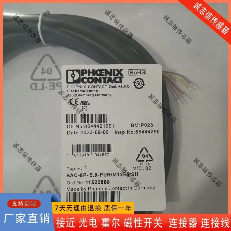 for Phoenix SAC-5P-M12MS/10.0-PUR SAC-8P 4P 5P-5.0 3.0-PUR Sensor Actuator Cable M12 Connector Shielded PUR Jacket Industrial