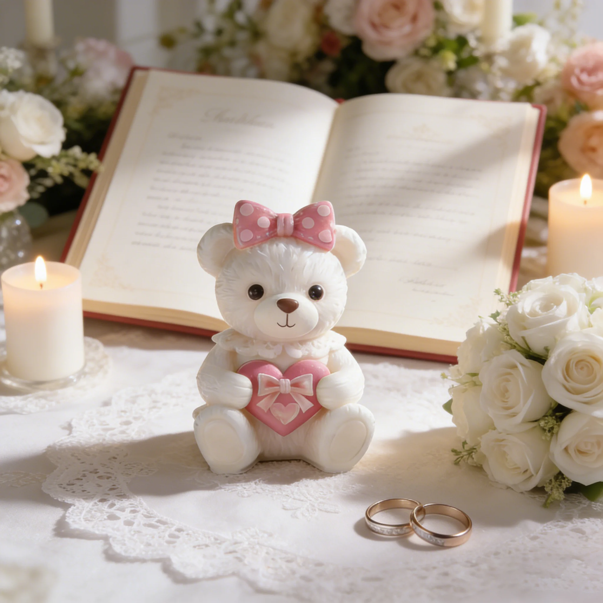 

Adorable Teddy Bear with Heart Bow Mold 3D Silicone for Scented Candle Soap Resin Perfect Valentine's Wedding Decor Gift